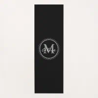 Personal Black White Classy Monogram Yoga Mat