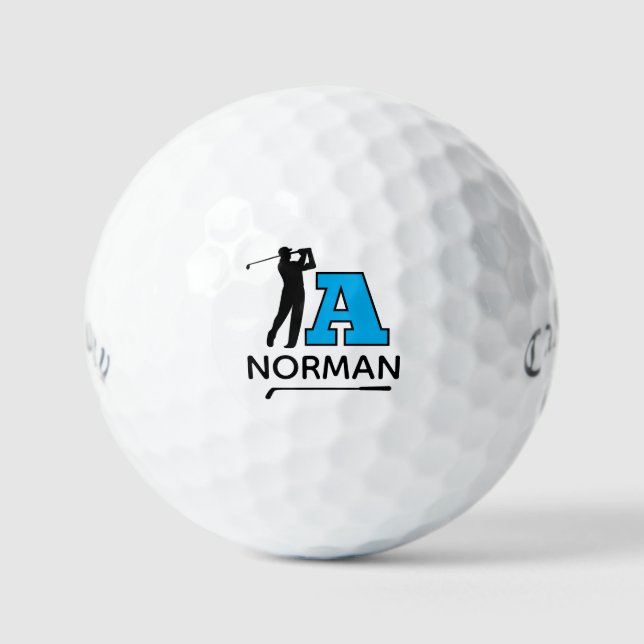 Personal Blue Initial Mark - to identify golfer's Golf Balls (Front)