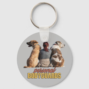 Personal Bodyguards Twin Dogs Design Keychain
