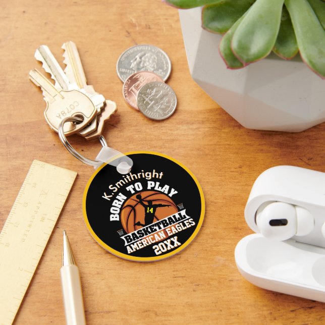 Personal Born to Play Basketball Keychain (Desk)