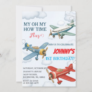 Personal Boy 1st Airplane kid Birthday Invitation