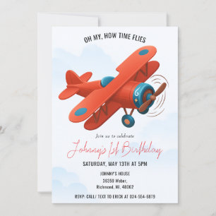 Personal Boy Airplane 1st Birthday PARTY Invitation
