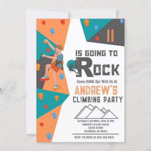Personal Boy Rock Climbing Birthday Invitation