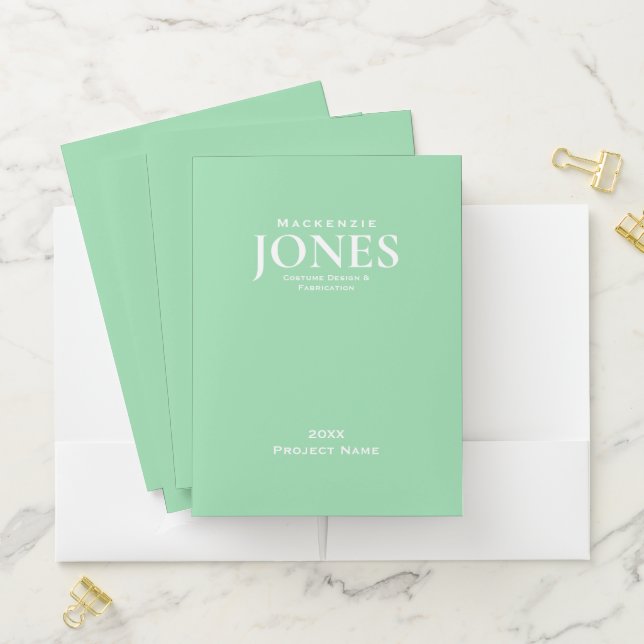 Personal Brand Business Logo Modern Mint Green Pocket Folder (In Situ)