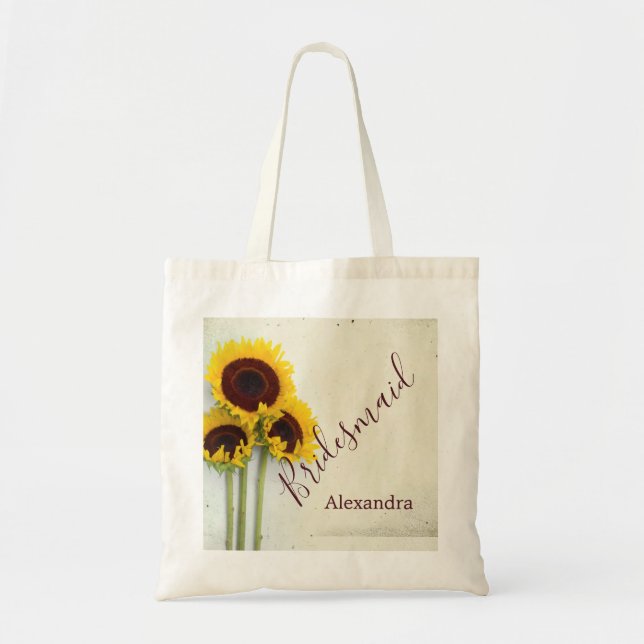 Personal Bridesmaid Rustic Flower Sunflower Tote Bag (Front)