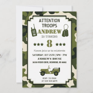 Personal Camo Army Birthday Invitation