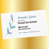 Personal Care Assistant caregiver Business Card