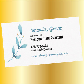 Personal Care Assistant Caregiver Business Card by Sideview at Zazzle