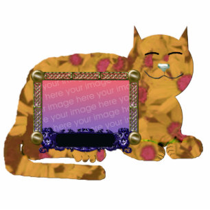 personal cat picture frame yellow statuette
