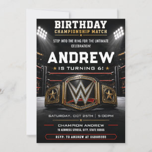 Personal Championship Belt Wrestling Birthday Invitation