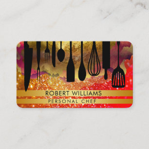 Personal Chef Black Gold Catering Kitchen Tools Business Card