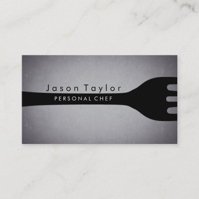 Personal Chef Catering Bakery Fork Blackboard Business Card (Front)
