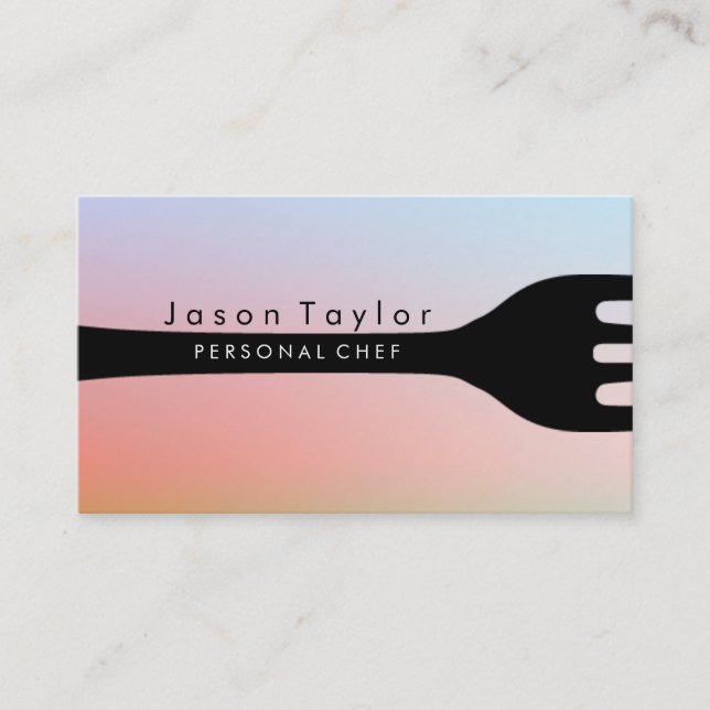 Personal Chef Catering Bakery Fork Sunset Business Card (Front)