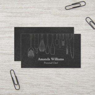 Personal Chef Catering Kitchen Silver Utensils Business Card