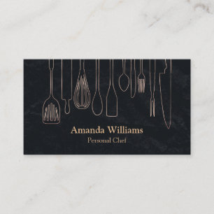 Personal Chef Catering Kitchen Silver Utensils Business Card