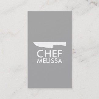 personal chef catering minimalist chic simple grey business card