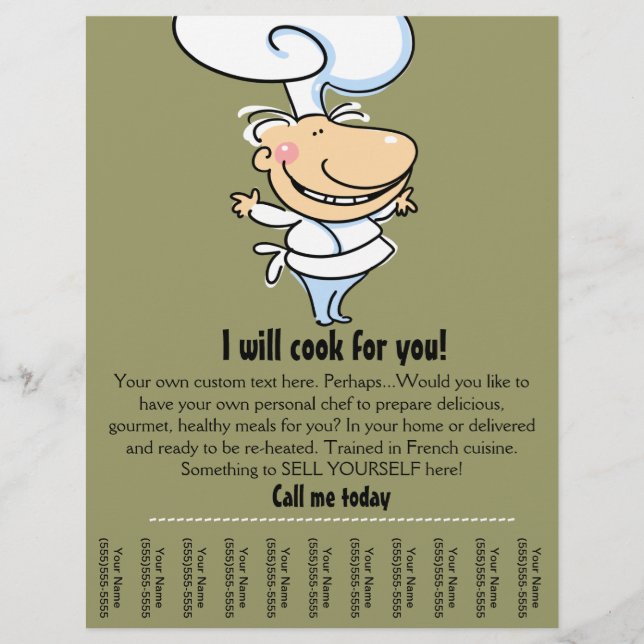 Personal chef/catering tear sheet flyer (Front)