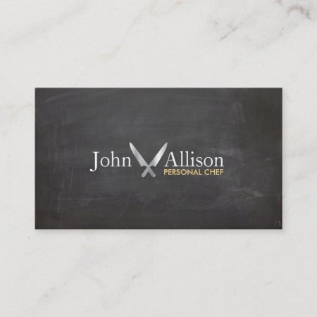 Personal Chef, Chef Knife, Catering Chalkboard Business Card