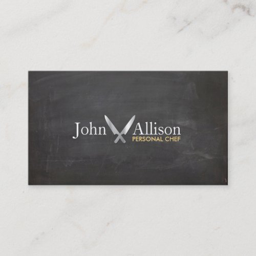 Personal Chef Chef Knife Catering Chalkboard Business Card
