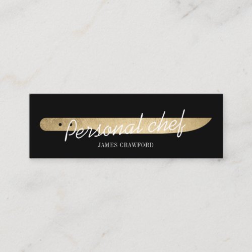 Personal chef chic gold knife minimalist catering mini business card