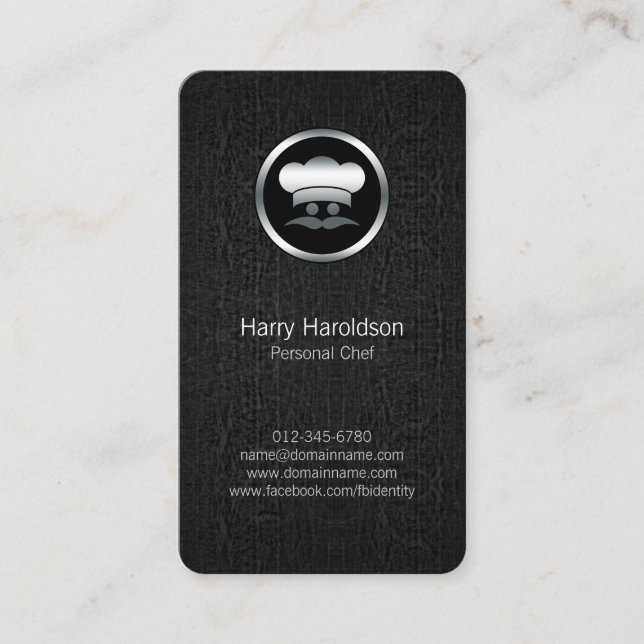 Personal Chef Chrome Chef Hat Business Card (Front)