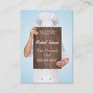 personal chef cook cooking menu professional male business card