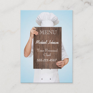 personal chef cook cooking menu professional male business card