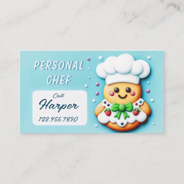 Personal chef cute cookie chef business card (Back)