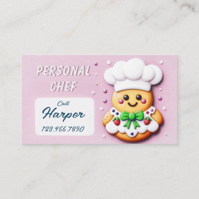 Personal chef cute cookie chef business card (Back)