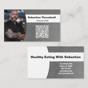Personal Chef Diamond Plate Custom Photo  Business Card