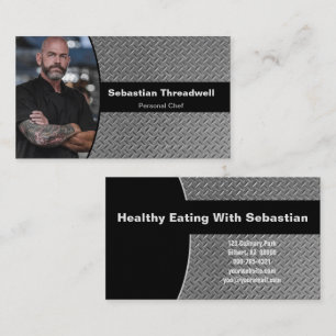 Personal Chef Diamond Plate Custom Photo  Business Card