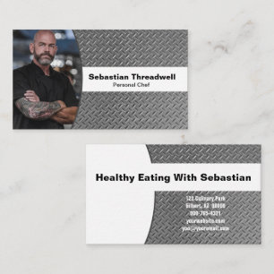 Personal Chef Diamond Plate Custom Photo  Business Card