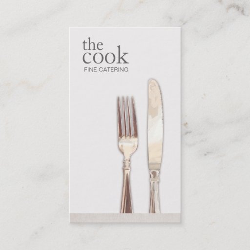 Customizable Personal Chef Elegant Catering Fork and Knife Business Card