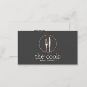 Personal Chef Elegant Catering Fork & Knife Black Business Card (Front/Back)