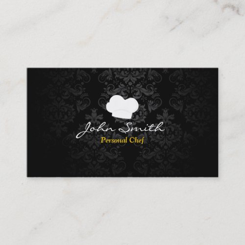 Stylish Dark Damask Personal Chef Business Card
