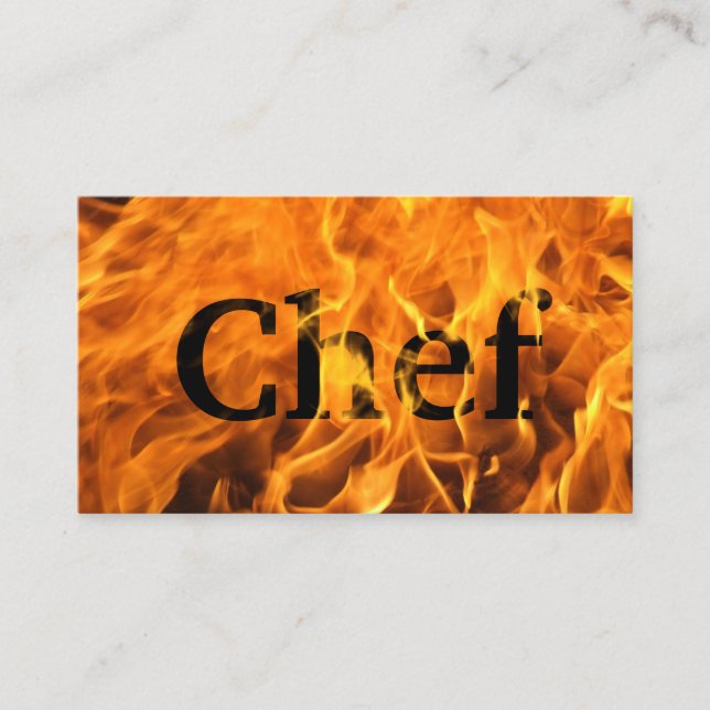 Personal Chef Flaming Fire Typography Business Card (Front)