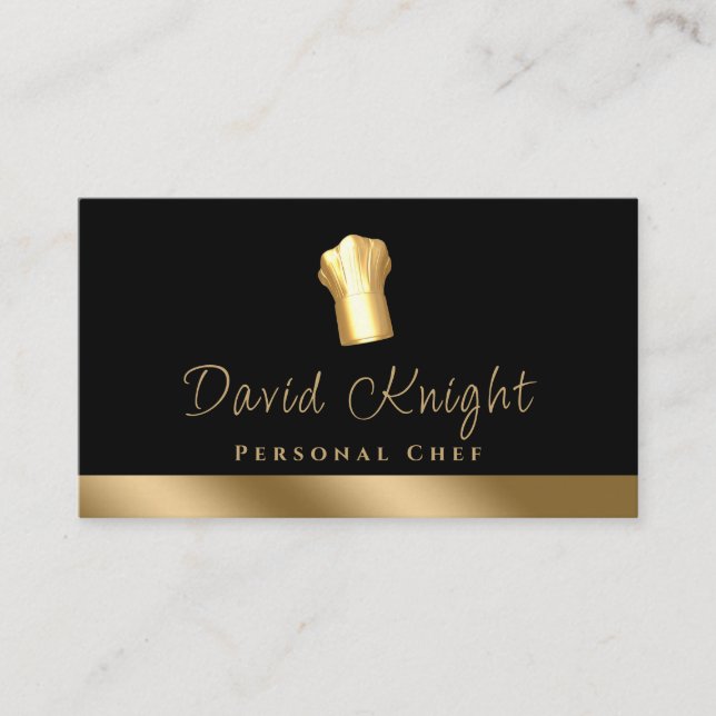 Personal Chef Gold Black Luxury Food Catering Business Card (Front)