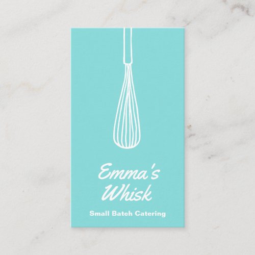 Personal Chef Hand Drawn Whisk Logo Blue Business Card