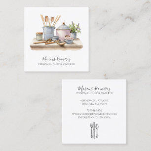 Personal Chef Kitchen Utensils Square Business Card