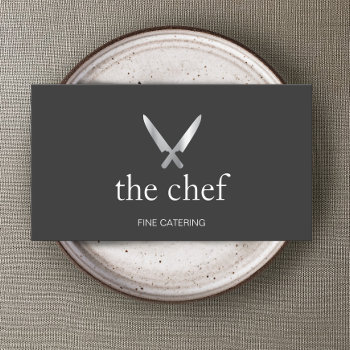 Personal Chef Knife Logo Simple Culinary Catering Business Card by sm_business_cards at Zazzle