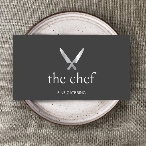 Customizable Personal Chef Knife Simple Culinary Catering Business Cards