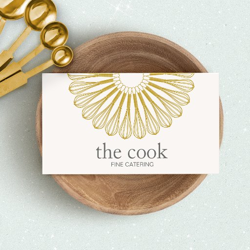 Customizable Personal Chef Catering Whisk Simple and Modern Business Card Templates