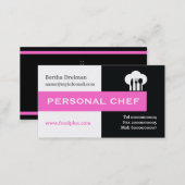 Personal chef minimalist black, white, hot pink business card (Front/Back)