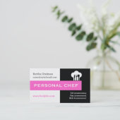 Personal chef minimalist black, white, hot pink business card (Standing Front)