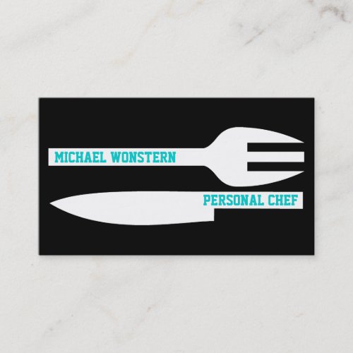 Personal chef minimalist business card black white