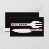 Personal chef minimalist business card black white (Front/Back)