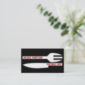 Personal chef minimalist business card black white (Standing Front)