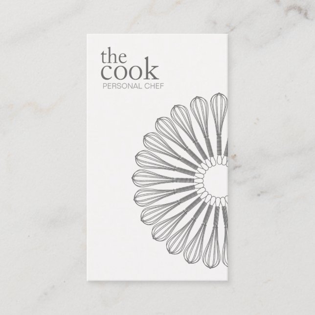 Personal Chef Modern Catering Whisk Simple Business Card (Front)