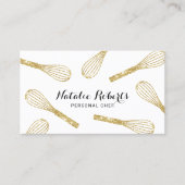 Personal Chef Modern Gold Whisk Pastry Bakery Business Card (Front)