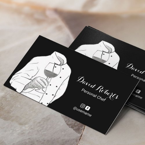 Personal Chef Professional Black  White Catering Business Card
